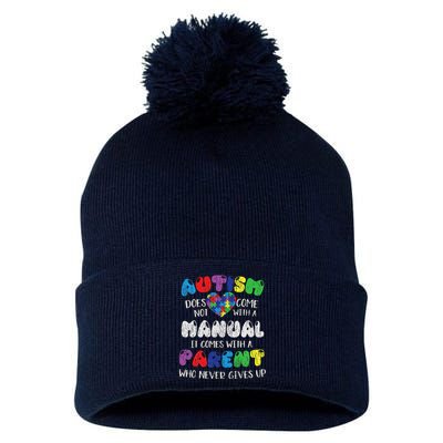 Autism Manual Parents Mom Dad Autistic Autism Awareness Pom Pom 12in Knit Beanie