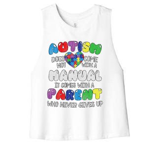 Autism Manual Parents Mom Dad Autistic Autism Awareness Women's Racerback Cropped Tank