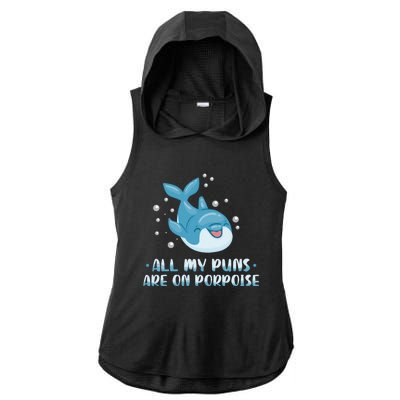 All My Puns Are On Porpoise Dolphin Mammal Animals Marine Cool Gift Ladies PosiCharge Tri-Blend Wicking Draft Hoodie Tank