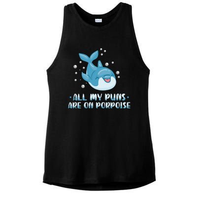 All My Puns Are On Porpoise Dolphin Mammal Animals Marine Cool Gift Ladies PosiCharge Tri-Blend Wicking Tank