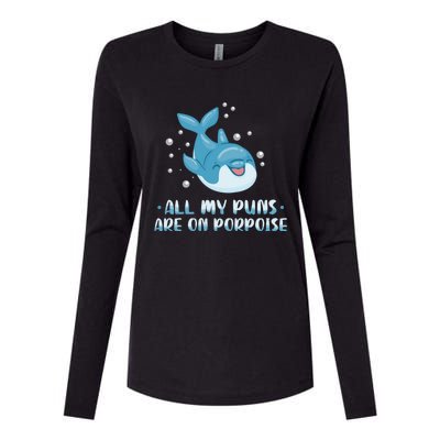 All My Puns Are On Porpoise Dolphin Mammal Animals Marine Cool Gift Womens Cotton Relaxed Long Sleeve T-Shirt