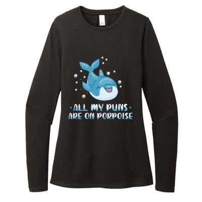 All My Puns Are On Porpoise Dolphin Mammal Animals Marine Cool Gift Womens CVC Long Sleeve Shirt