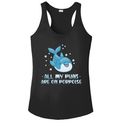 All My Puns Are On Porpoise Dolphin Mammal Animals Marine Cool Gift Ladies PosiCharge Competitor Racerback Tank