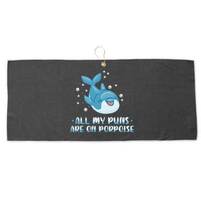 All My Puns Are On Porpoise Dolphin Mammal Animals Marine Cool Gift Large Microfiber Waffle Golf Towel