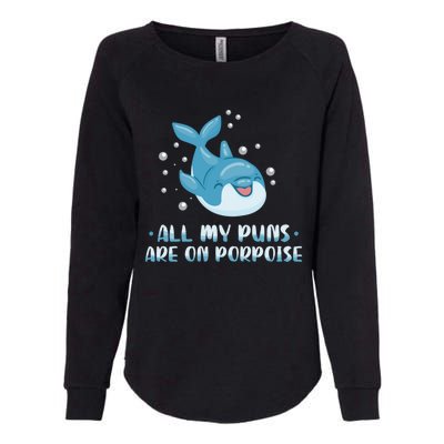 All My Puns Are On Porpoise Dolphin Mammal Animals Marine Cool Gift Womens California Wash Sweatshirt