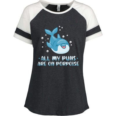 All My Puns Are On Porpoise Dolphin Mammal Animals Marine Cool Gift Enza Ladies Jersey Colorblock Tee