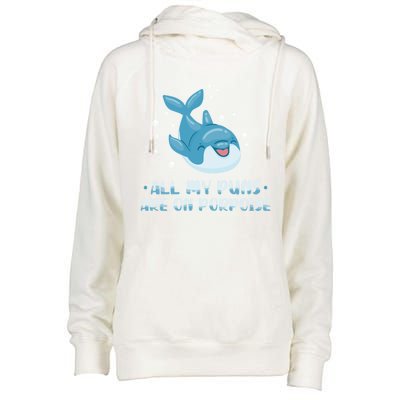 All My Puns Are On Porpoise Dolphin Mammal Animals Marine Cool Gift Womens Funnel Neck Pullover Hood