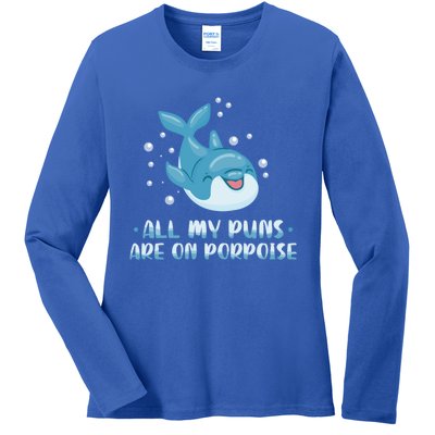 All My Puns Are On Porpoise Dolphin Mammal Animals Marine Cool Gift Ladies Long Sleeve Shirt