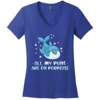 All My Puns Are On Porpoise Dolphin Mammal Animals Marine Cool Gift Women's V-Neck T-Shirt