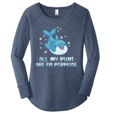 All My Puns Are On Porpoise Dolphin Mammal Animals Marine Cool Gift Women's Perfect Tri Tunic Long Sleeve Shirt