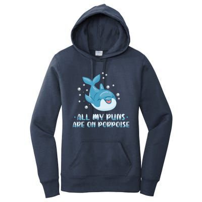 All My Puns Are On Porpoise Dolphin Mammal Animals Marine Cool Gift Women's Pullover Hoodie