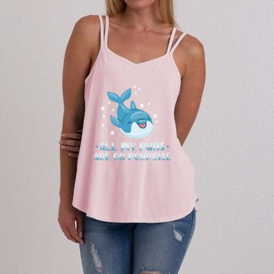 All My Puns Are On Porpoise Dolphin Mammal Animals Marine Cool Gift Women's Strappy Tank