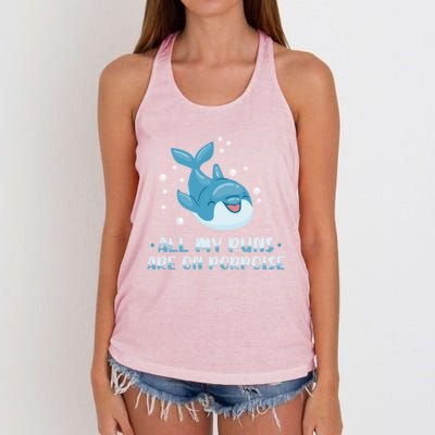 All My Puns Are On Porpoise Dolphin Mammal Animals Marine Cool Gift Women's Knotted Racerback Tank