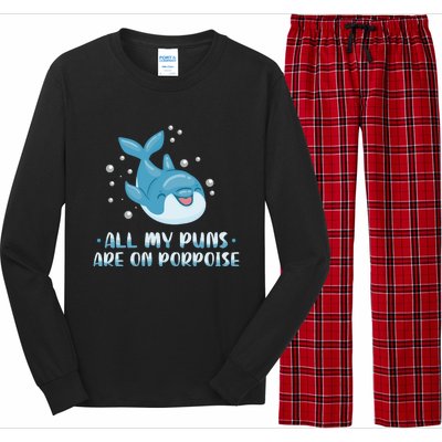 All My Puns Are On Porpoise Dolphin Mammal Animals Marine Meaningful Gift Long Sleeve Pajama Set