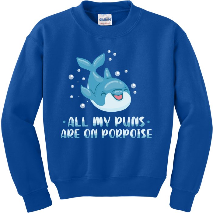 All My Puns Are On Porpoise Dolphin Mammal Animals Marine Meaningful Gift Kids Sweatshirt