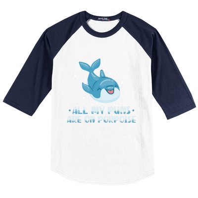 All My Puns Are On Porpoise Dolphin Mammal Animals Marine Meaningful Gift Baseball Sleeve Shirt