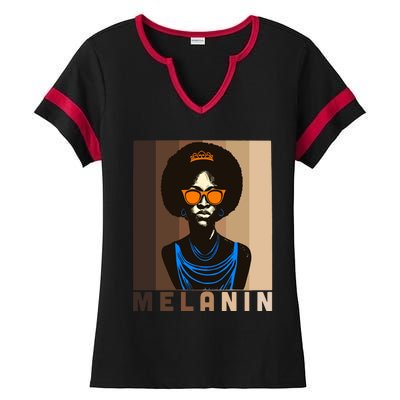 Afro Melanin Queen Cute Gift African American 'S Black Pride Gift Ladies Halftime Notch Neck Tee