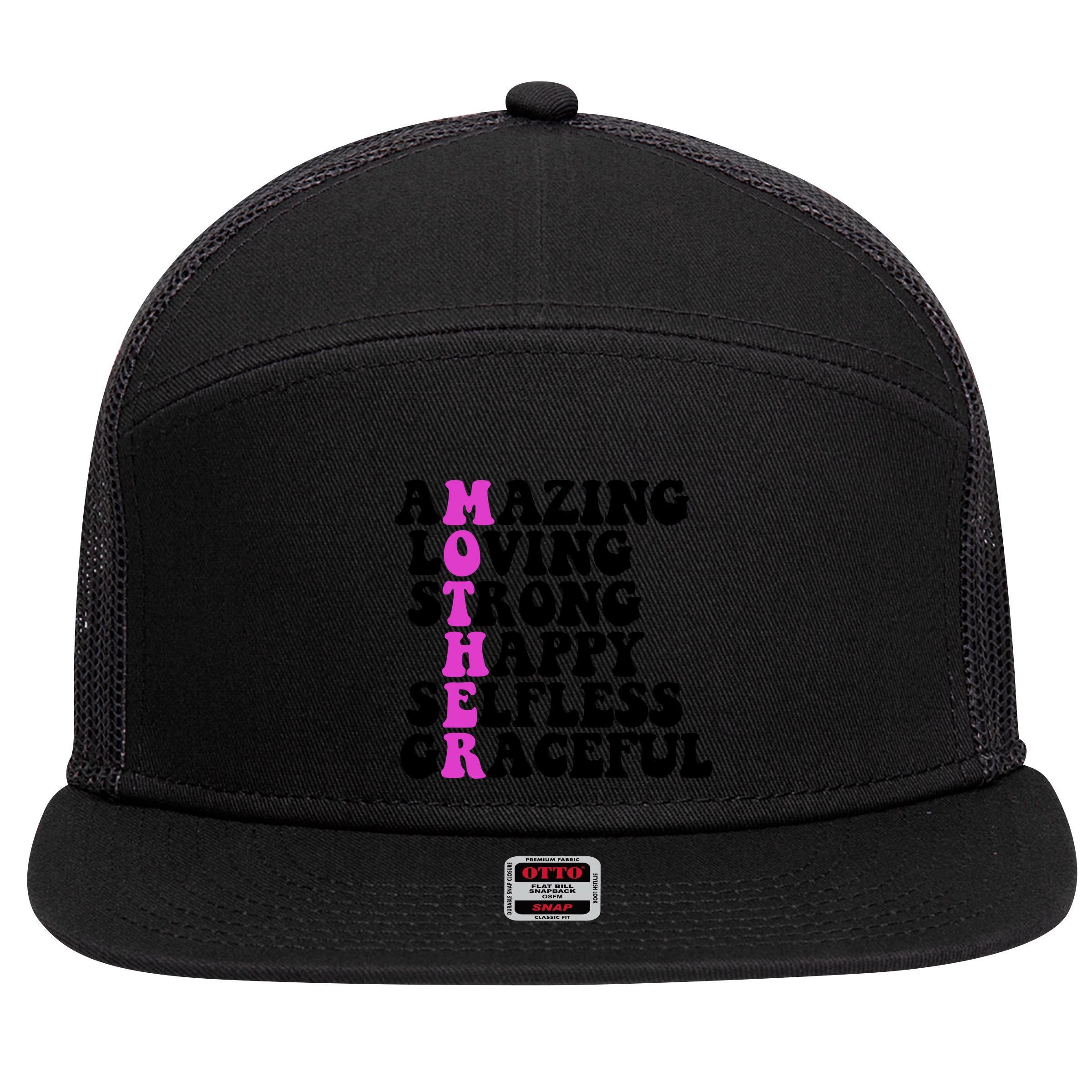 Amazing Mother Quote Cute Gift 7 Panel Mesh Trucker Snapback Hat