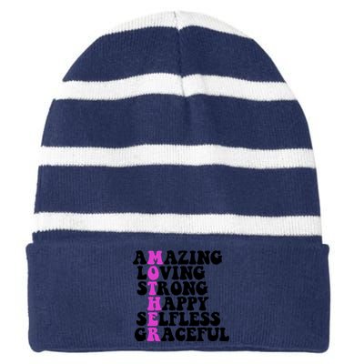 Amazing Mother Quote Cute Gift Striped Beanie with Solid Band