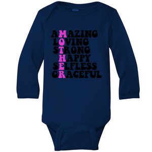 Amazing Mother Quote Cute Gift Baby Long Sleeve Bodysuit