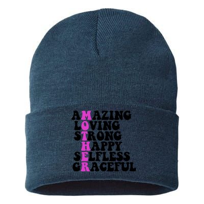 Amazing Mother Quote Cute Gift Sustainable Knit Beanie