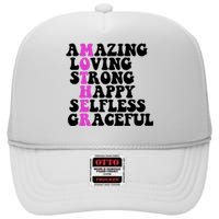 Amazing Mother Quote Cute Gift High Crown Mesh Back Trucker Hat