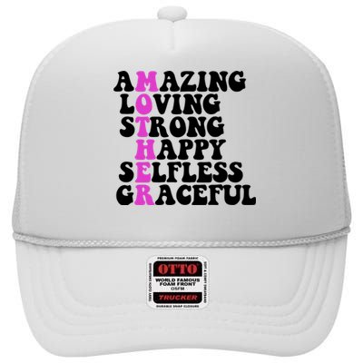 Amazing Mother Quote Cute Gift High Crown Mesh Back Trucker Hat