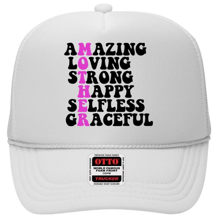 Amazing Mother Quote Cute Gift High Crown Mesh Back Trucker Hat