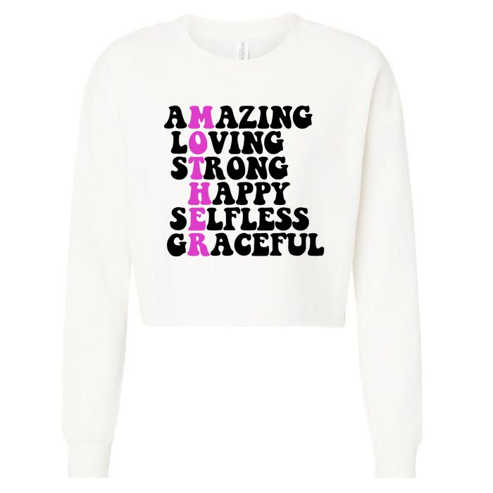 Amazing Mother Quote Cute Gift Cropped Pullover Crew