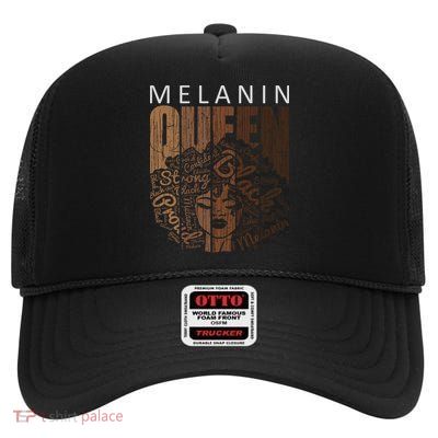 Afro Melanin Queen Strong Black Natural African American  High Crown Mesh Back Trucker Hat