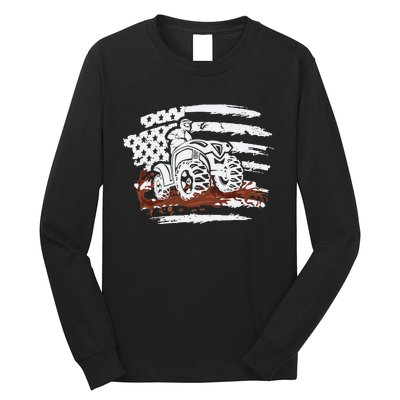 ATV Mudding Quad Four Wheeler Racing Squad USA Flag Long Sleeve Shirt