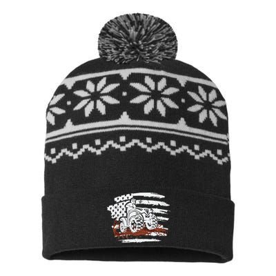 ATV Mudding Quad Four Wheeler Racing Squad USA Flag USA-Made Snowflake Beanie