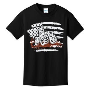 ATV Mudding Quad Four Wheeler Racing Squad USA Flag Kids T-Shirt