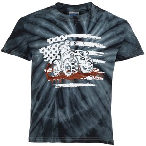 ATV Mudding Quad Four Wheeler Racing Squad USA Flag Kids Tie-Dye T-Shirt