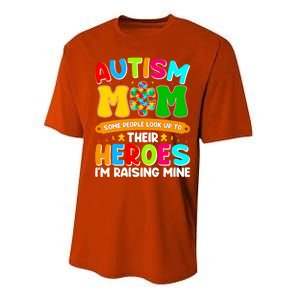 Autism Mom Raising Hero Puzzle Piece Autism Awareness Gift Performance Sprint T-Shirt