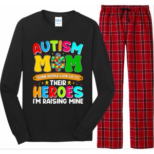 Autism Mom Raising Hero Puzzle Piece Autism Awareness Gift Long Sleeve Pajama Set