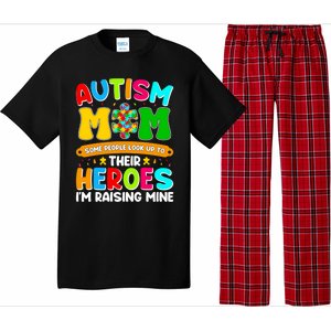 Autism Mom Raising Hero Puzzle Piece Autism Awareness Gift Pajama Set