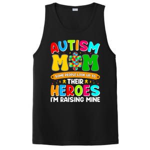 Autism Mom Raising Hero Puzzle Piece Autism Awareness Gift PosiCharge Competitor Tank