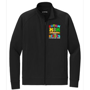 Autism Mom Raising Hero Puzzle Piece Autism Awareness Gift Stretch Full-Zip Cadet Jacket