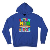 Autism Mom Raising Hero Puzzle Piece Autism Awareness Gift Hoodie