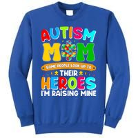 Autism Mom Raising Hero Puzzle Piece Autism Awareness Gift Sweatshirt