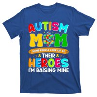 Autism Mom Raising Hero Puzzle Piece Autism Awareness Gift T-Shirt