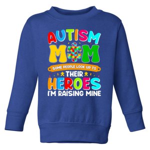 Autism Mom Raising Hero Puzzle Piece Autism Awareness Gift Toddler Sweatshirt