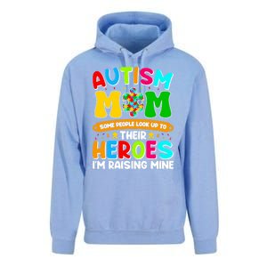 Autism Mom Raising Hero Puzzle Piece Autism Awareness Gift Unisex Surf Hoodie