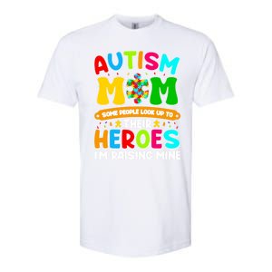 Autism Mom Raising Hero Puzzle Piece Autism Awareness Gift Softstyle CVC T-Shirt