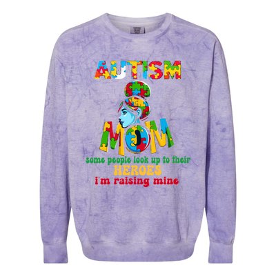 Autism Mom Raising Hero Gift Colorblast Crewneck Sweatshirt