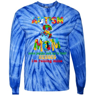 Autism Mom Raising Hero Gift Tie-Dye Long Sleeve Shirt