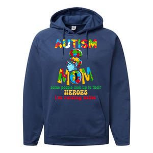 Autism Mom Raising Hero Gift Performance Fleece Hoodie