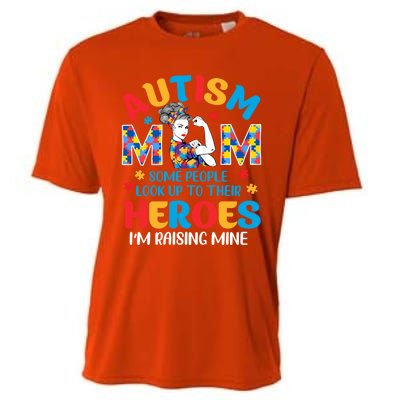 Autism Mom Raising Hero Unbreakable Mother Autism Awareness Cool Gift Cooling Performance Crew T-Shirt