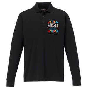 Autism Mom Raising Hero Unbreakable Mother Autism Awareness Cool Gift Performance Long Sleeve Polo